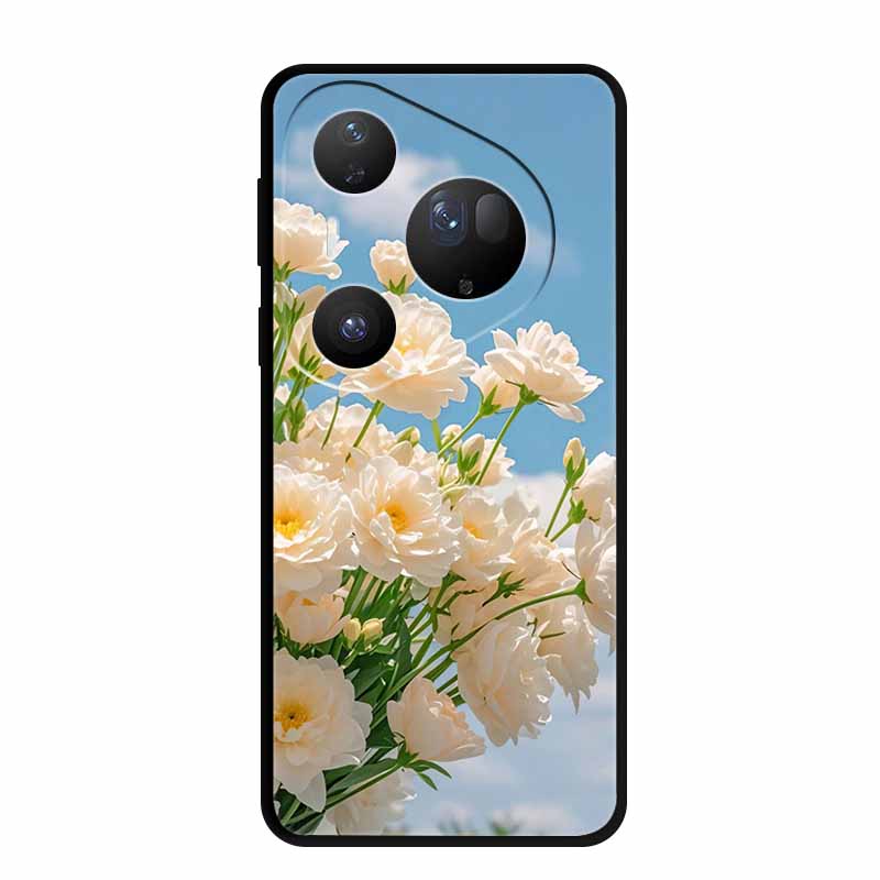 Flower Phone Case For Huawei Pura 70 80 Pro Plus Silicone TPU Cover for Pura80 Pro+ Pura70 Ultra Para Black Back Soft Protector