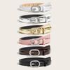 Womens Fashion Leather Belt With Gold Silver Buckle For Casual Jeans Wear
