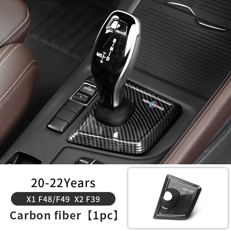 ZUWG9 New For BMW X1 X2 F48 F39 Carbon Black Car Gear Panel Cover Trim Gear Shifter Knob Boot Cover Auto Interior Decoration Acce