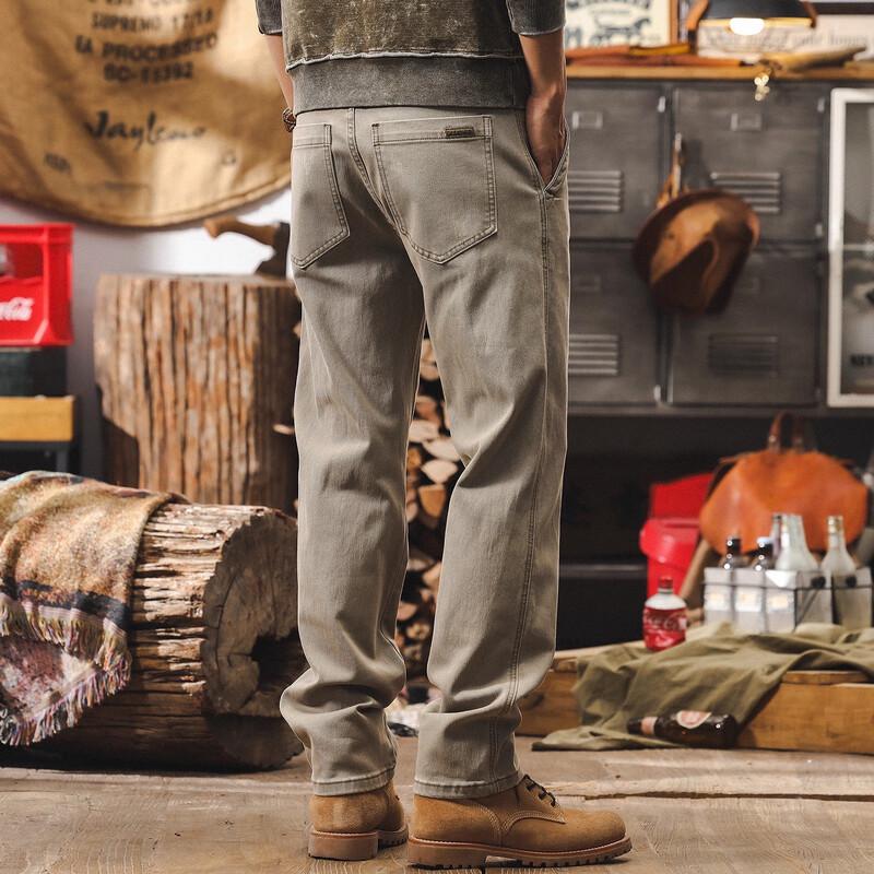 Jie Leinong Men's American Retro Straight-Leg Jeans