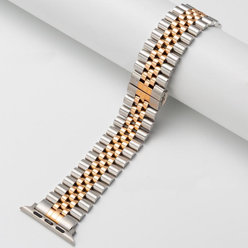 Watchband Stainless Steel Watchband for Apple Watch 6 5 4 3 2 Band Five Beads Luxury Metal Strap Bracelet For iWatch 6 5 Band 45mm 49mm