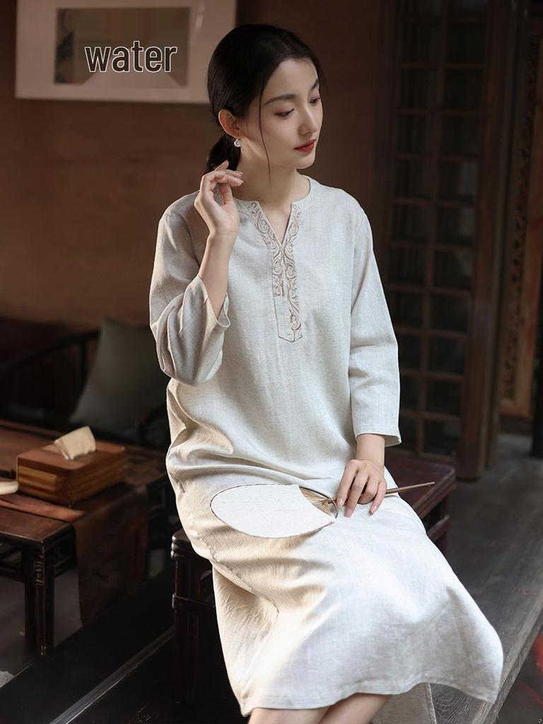 Lu & Andy Spring New Women’s Elegant Linen Slit Dress