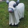 Ghost Cow Statue Halloween Draped Ghost Cattle Figurine Resin Sculpture for Indoor Outdoor Desktop Garden Yard Decor