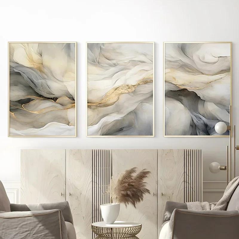 Nordic Abstract Marble Grain Flowers Landscape Wall Art Canvas Painting Posters and Prints for Living Room Home Decor