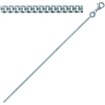 [Q9107] - Strieborná retiazka 'Maille Gourmette' postriebrená (rhodiovaná) - 42 cm 1. 2 mm