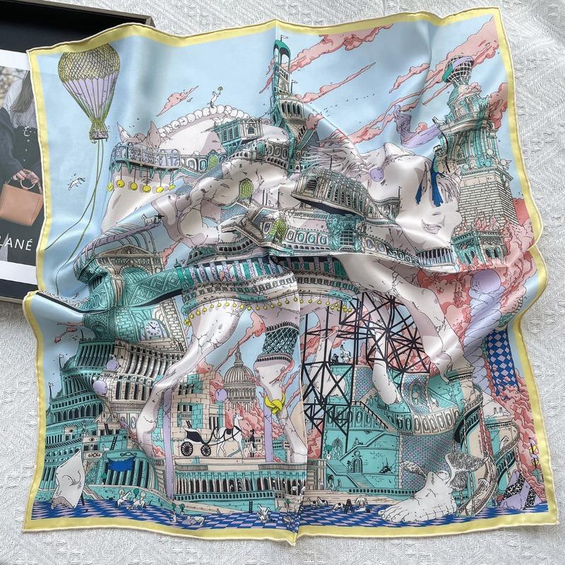 100% mulberry silk scarf - women's spring/summer silk scarf - versatile twill 70cm square scarf
