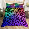 Purple Leopard Print Duvet Cover Color Bedding Set Three-Piece 3D Digital Printing Kit