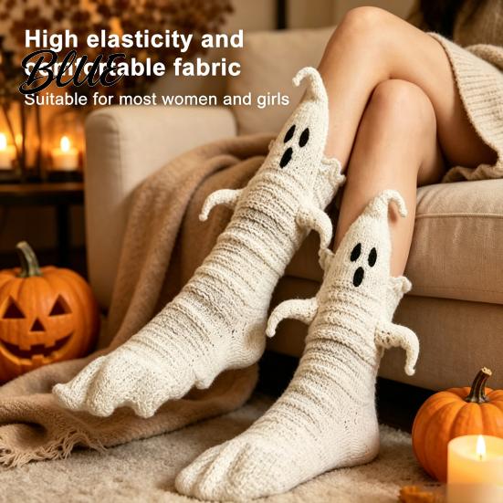 Soft Relaxing Socks for Daily Wear 1 Pair Winter Warm Knitted Women Cute 3D Cat/Pumpkin/Ghost/Dragon Design Halloween Party Decor Crew Sock,