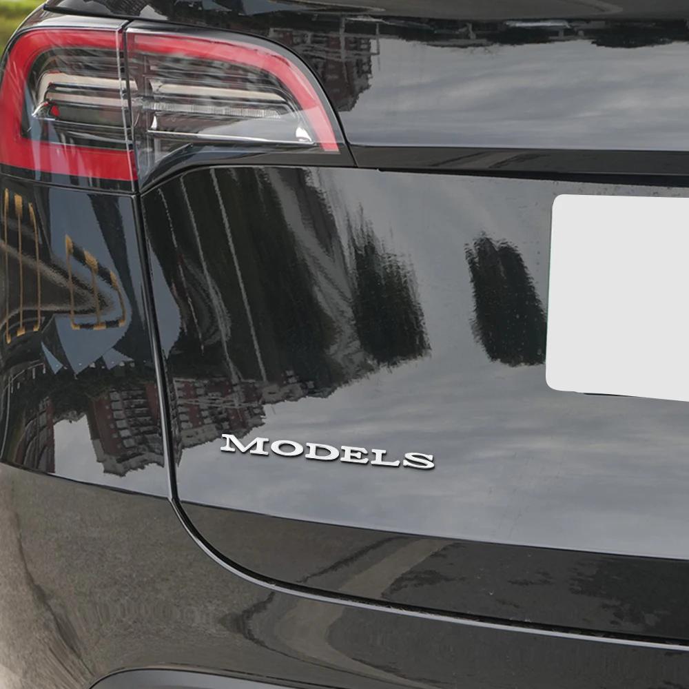 Autoaufkleber 2025 Neu Tesla 1 Stück ABS 3D Buchstaben Model Y Logo Chrom Schwarz Aufkleber Auto Heckklappen Abzeichen Emblem Für Tesla Model S M