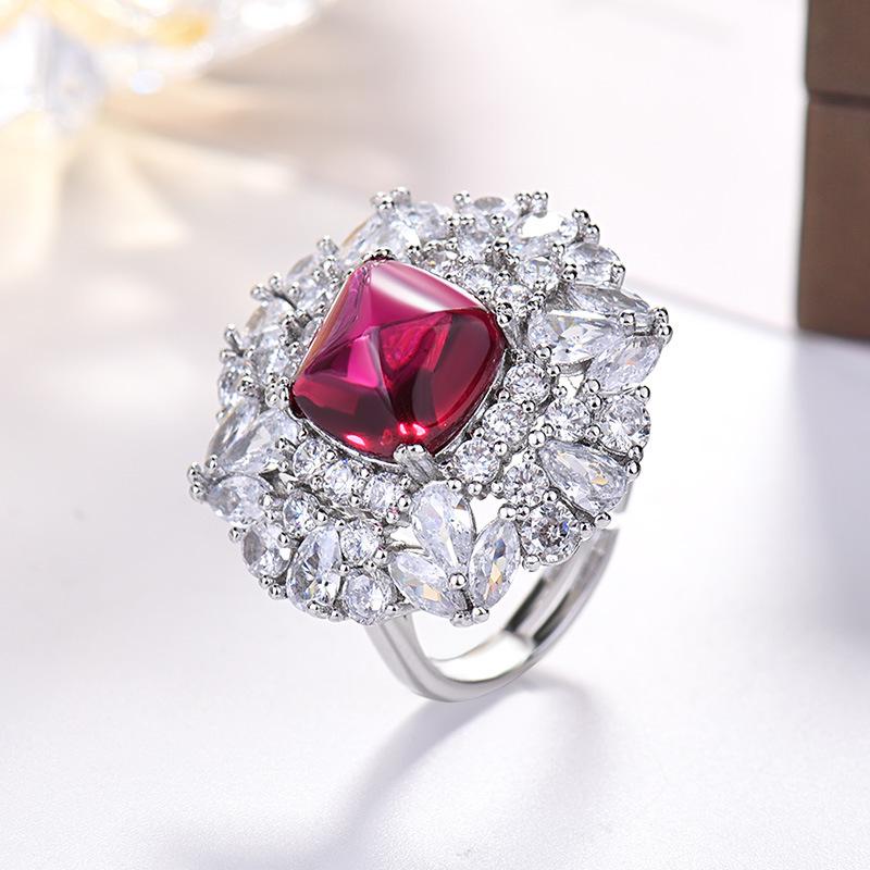 Jewelry Imitation Color Treasure Emerald Gemstone Sugar Tower Full Diamond Inlaid Ring Main 10 * 10