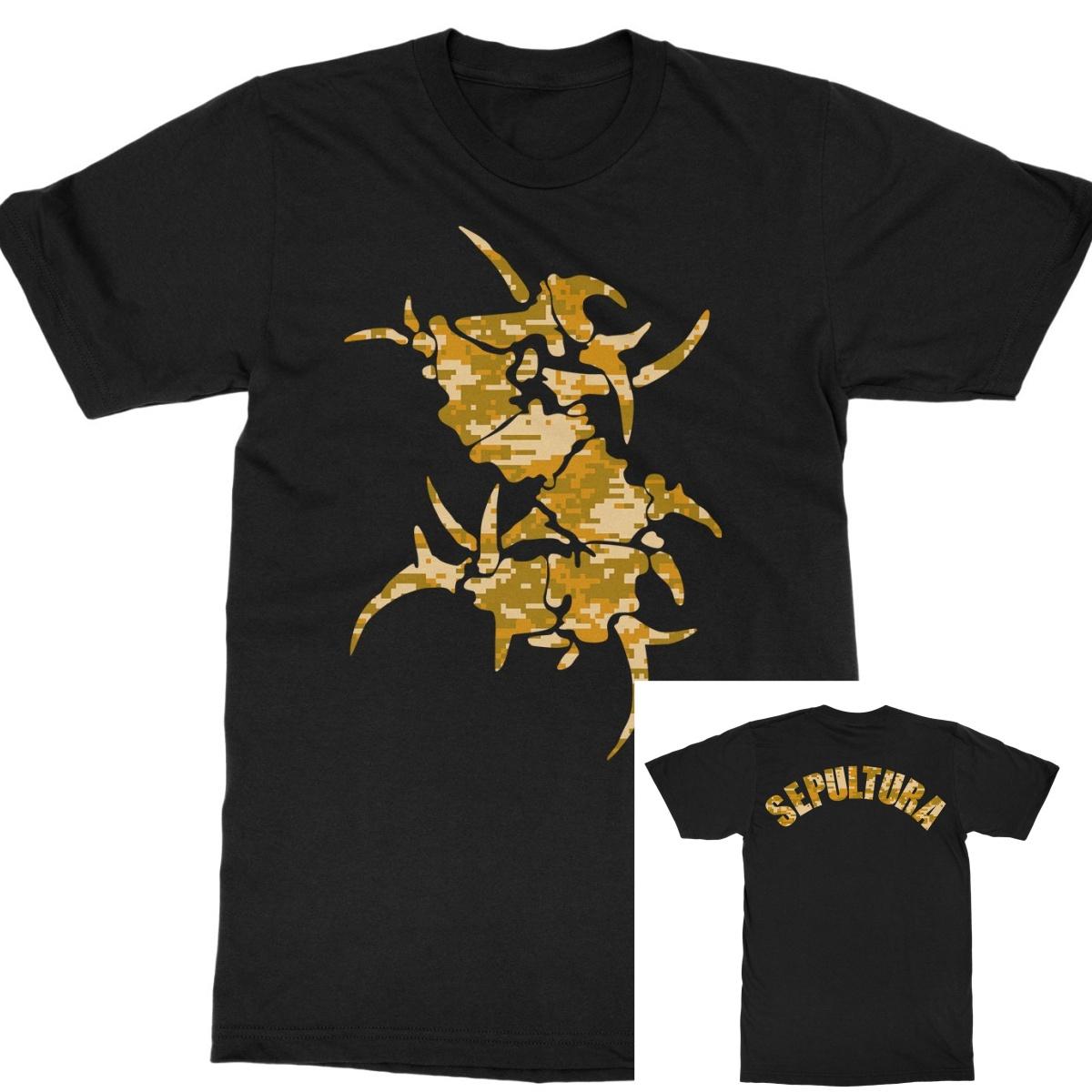Sepultura Desert Camouflage S Logo Band T-Shirt 100% Cotton Graphic Tee Men Women Summer Streetwear Top S разноцветный