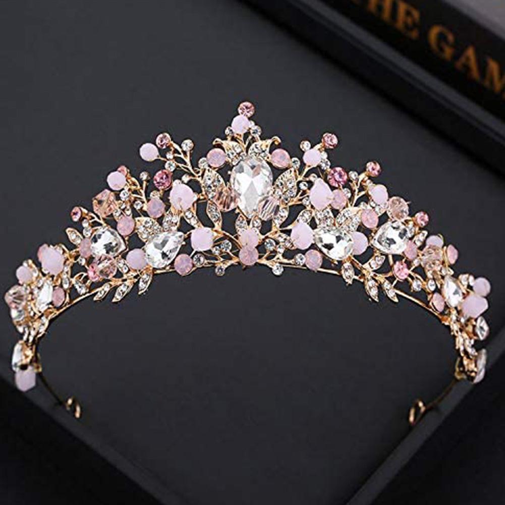 Girls Crystal Tiara Princess Crown Headband Bridal Wedding Rhinestone Hair Accessories Birthday Christmas Cake Topper Dress Up