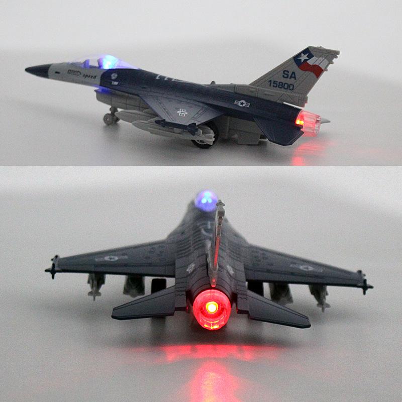 Alloy Fighter F16 Model Acousto-optic Pull-back Aviation Aircraft Model Display Gift Toy
