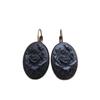 Victoria Retro Black Rose Embossed Oval Pendant Bronze Base Lever Back Dangle Earrings for Women Halloween Party Jewelry Gifts