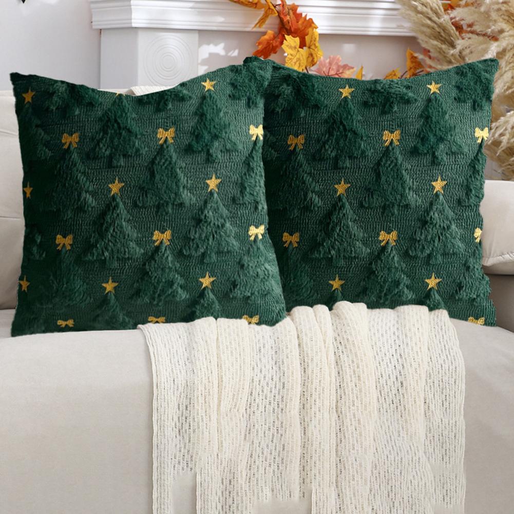 Christmas Pillow Cover 18x18 Holiday Throw Pillowcase Festive Christmas Plush Pillow Cover for Sofa Bedroom Room Decor