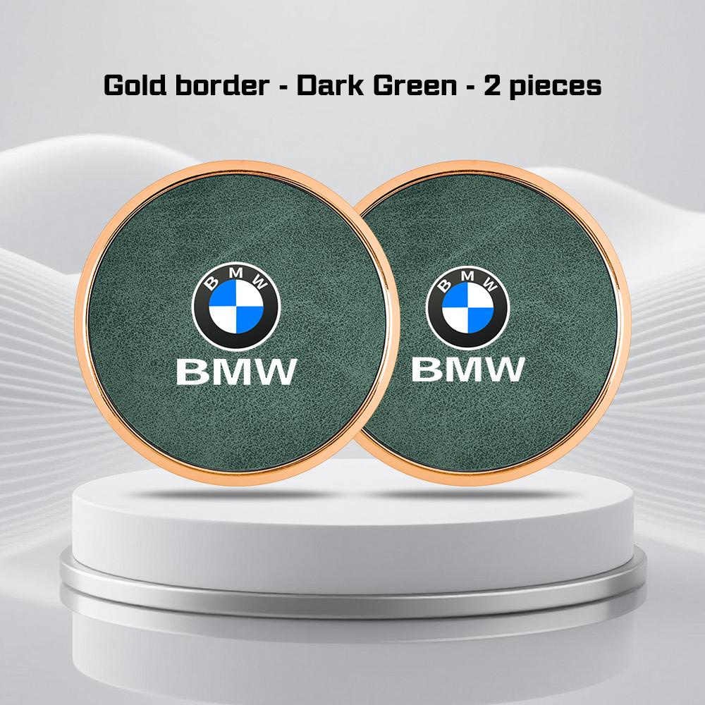 For BMW X1X2 X3 X5X4 X6 X7 1 3 5 7 Series F40 E90 G20 G30 i7 i8 2Pcs Leather Car Coaster Anti-slip Pad Water Cup Mat Accessories ulbn07