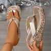 2025 Flip Flops Women's Wedge Sandals Silver Gold Shiny Platform Plus Size Women's Slippers Chunky Thick Sole Party Shoes Ladies