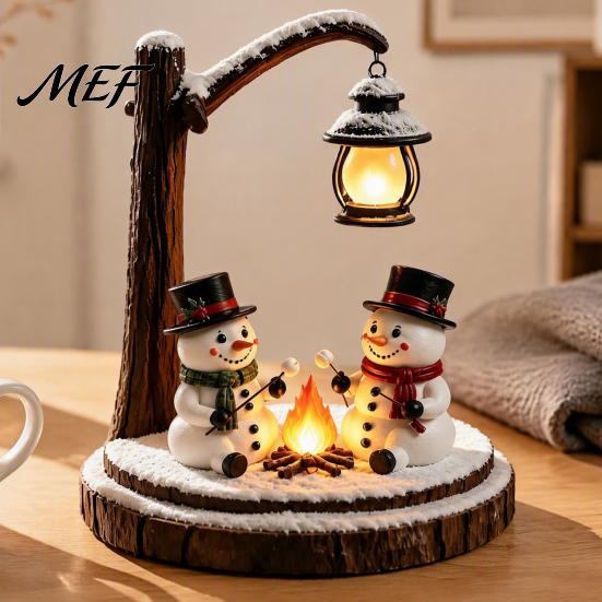 Christmas Decorative Lights Santa Claus Reading Lantern, Snowman Elk LED Night Light with Warm Bedside Lighting for Kids Room Glow, USB Resin