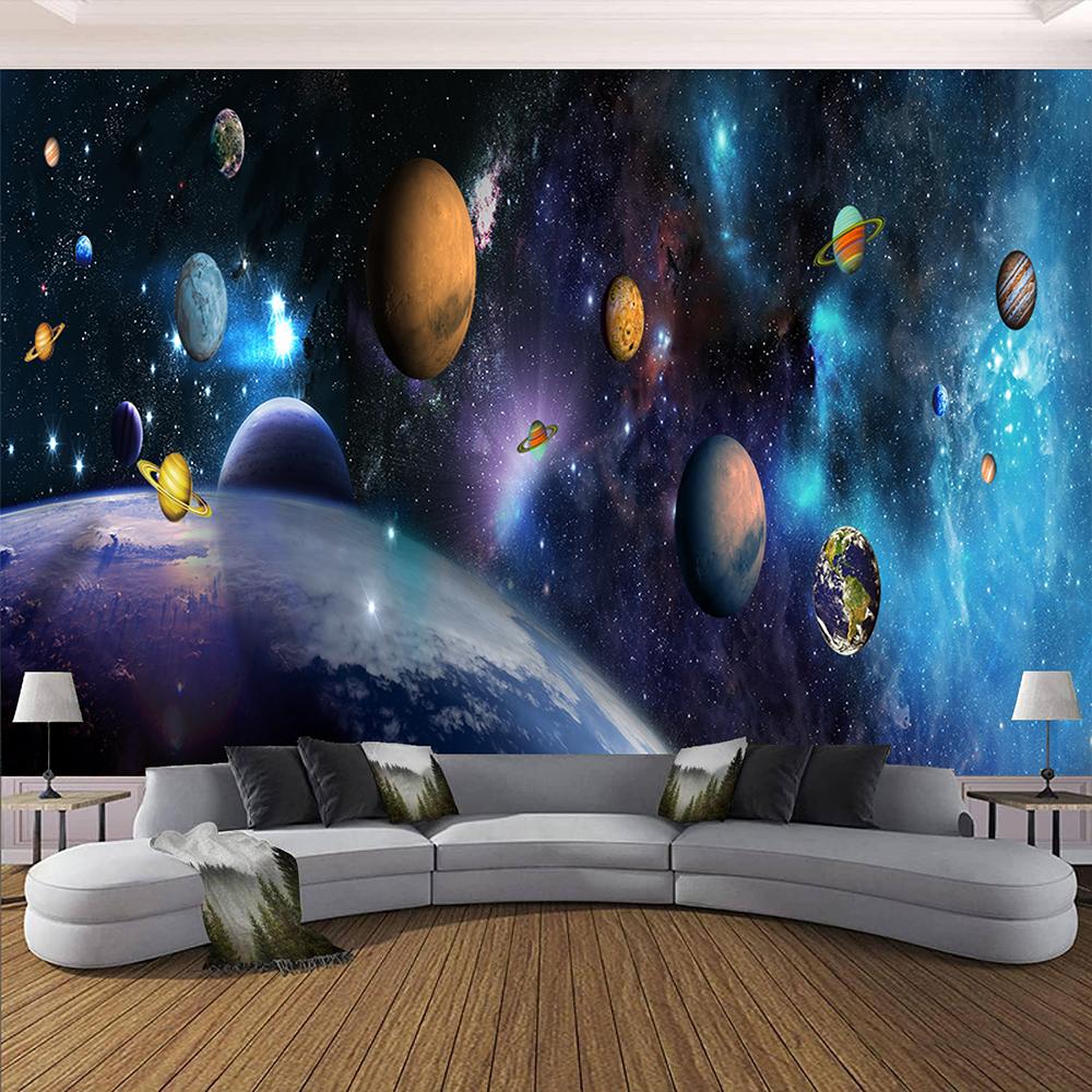 Universe Planet Murals Galaxy Ceiling Wall Murals Living Room Bedroom Galaxy Themed Wallpaper