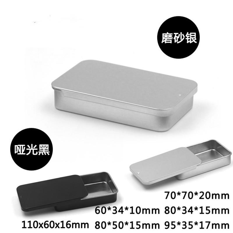 Rectangular Sliding Cover Tin Box Mini Push Pull Iron Candy Pills Ointment Drawer Bird Training Food Jar Hand-held Feeder 2pc