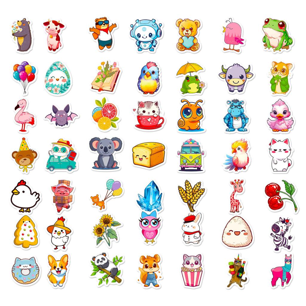 100 Small Size 4cm Animal Food Small Fresh Cartoon Graffiti Stickers DIY Suitcase Mobile Phone Case Stickers