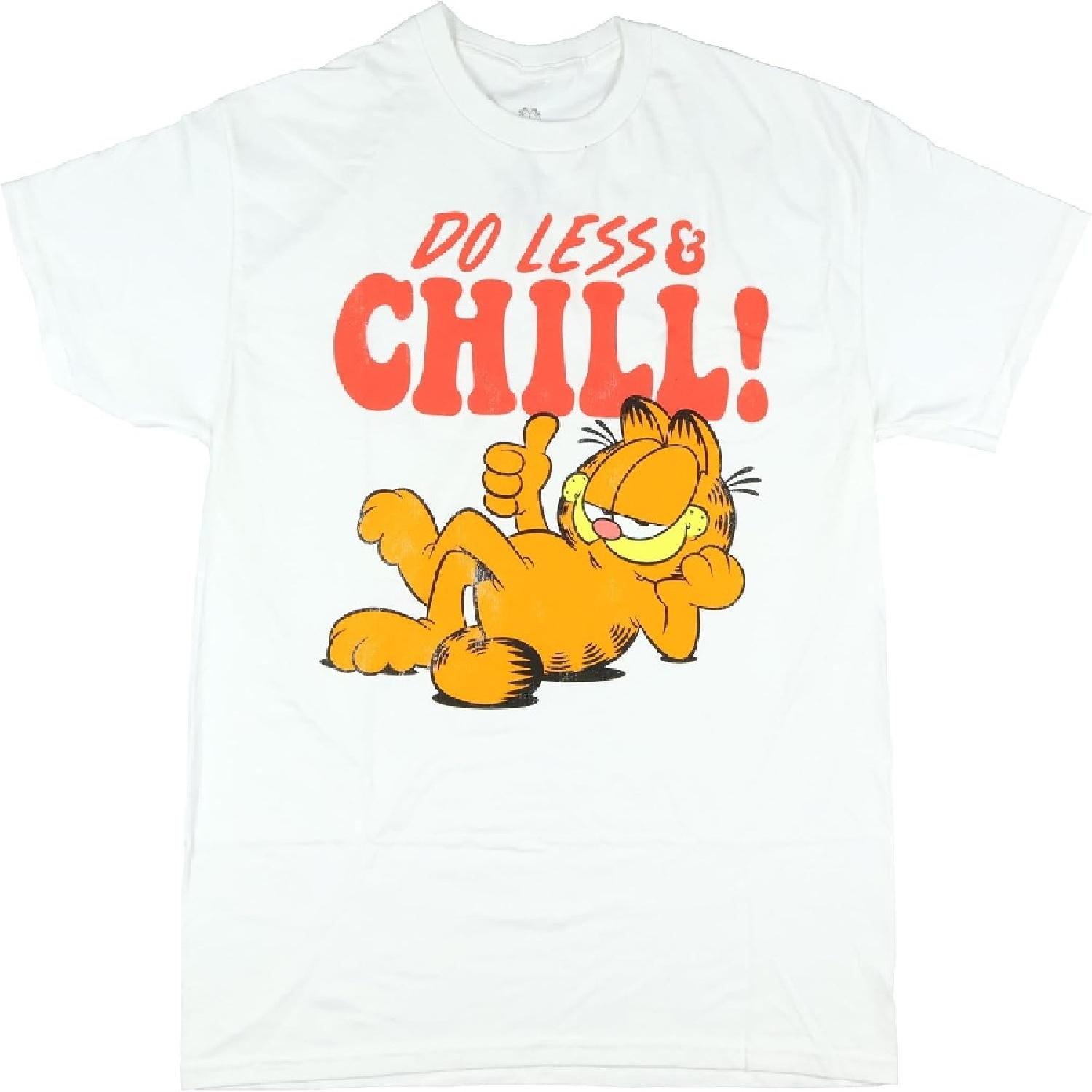 Garfield T-Shirt Women s Do Less & Chill Boyfriend Fit Short Sleeve Tee S белый