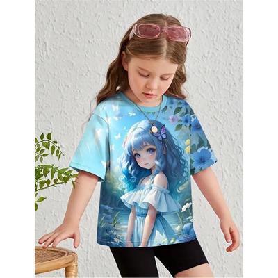 2025 Girls' Clothing Fashion Casual T-Shirts 3d Print Cute Personality Daily Girls' T-Shirts Summer Short Sleeved Top Tee