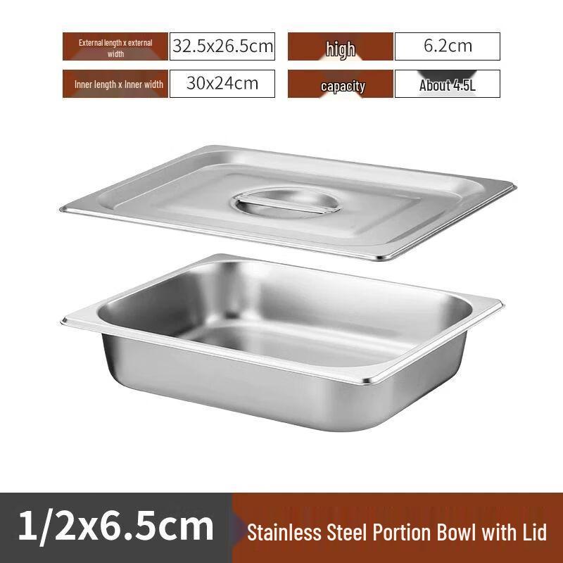 Xuankunpai 1/2 Size Stainless Steel Food Pan with Lid