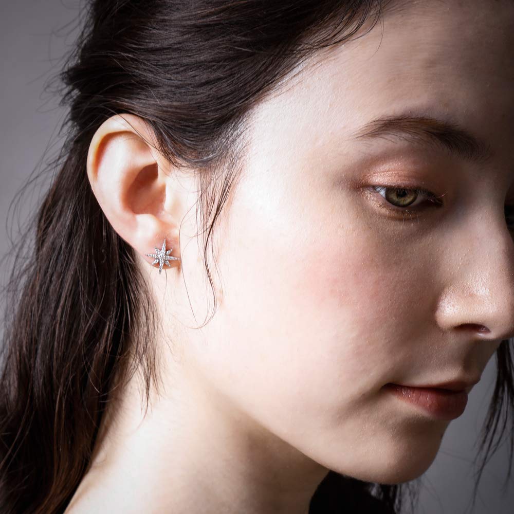 [ARTEMISKINGS] North Star Stud Earrings ak-ake0091 Silver Accessory Men's Women's Brand Jewelry Silver Stud Earrings Stud Earrings Silver 925
