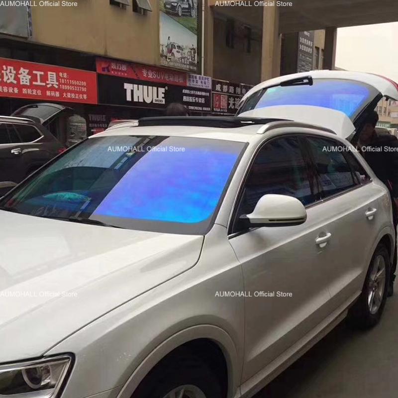 1.52Mx10M VLT67% Blue Chameleon Windshield Window Tint, Car Windscreen Solar Film Shades Protection Foils, Blue Change To Green