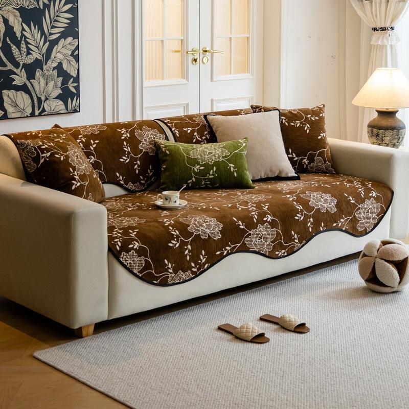 New American Style Floral Sofa Cushion Irregular Shape Cushion Four Seasons Universal Non-Slip Cover Cover Cloth