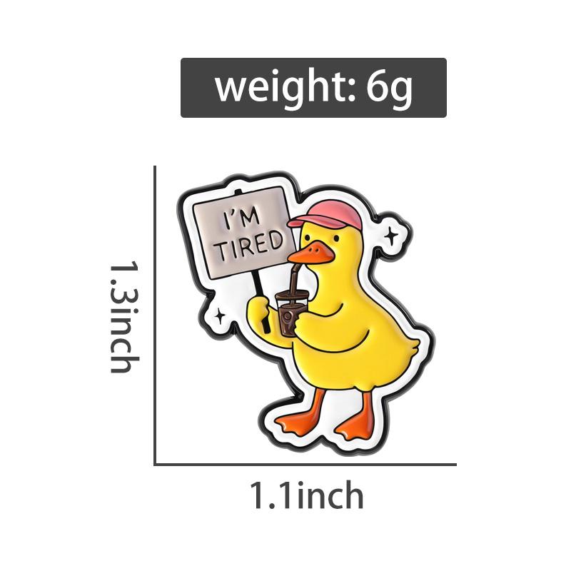Cool Duck Enamel Pins Custom I'm Tired Anime Duckling Brooches Lapel Badges Clothes Animal Jewelry Gift for Friends