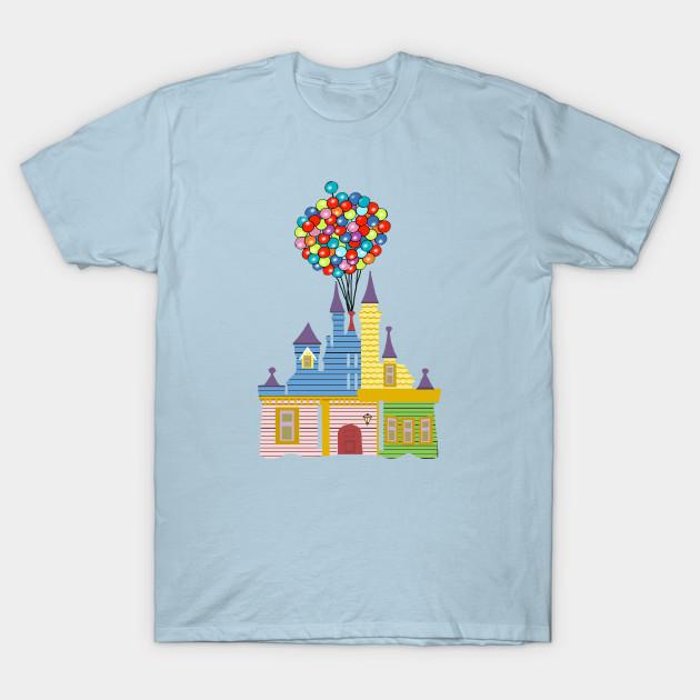 

Men Black Print T-shirt Up Castle No-Cut Transfer Paper Print Cotton Tshirt S светло-синий