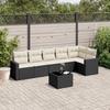 VidaXL Garden Lounge Set 7 Pcs with Cushions Black Wicker 3218986