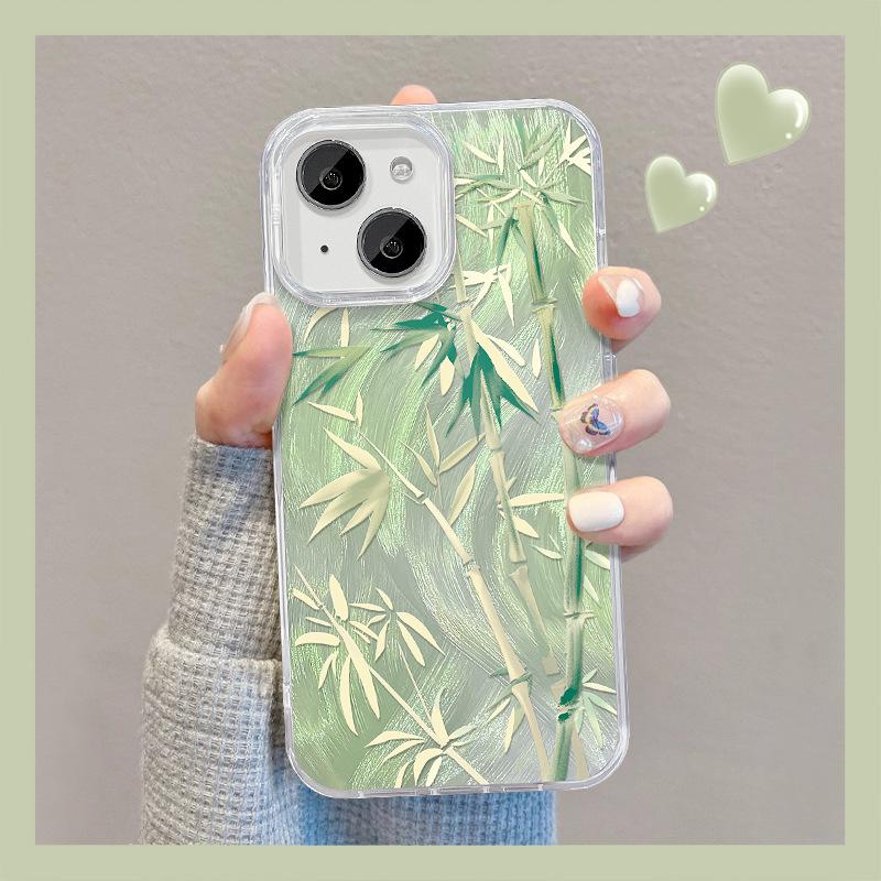 

Подходит для чехла для мобильного телефона Huawei Pura70 Vivos18 в национальном стиле, подставка из зеленого бамбука, Oppo Feather Yarn IMD, Xiaomi 14 Redmi Note 9 Pro