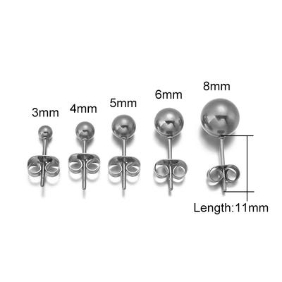 10set/lot Stainless Steel Round Ball Earrings Set Stud Post Spherical Ear Studs 2/3//5/6/7/8mm Earring Jewelry for Women Gifts
