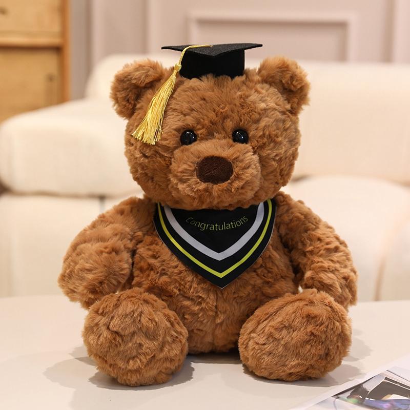 22cm Brown Teddy Bear Doll Graduation Bachelor Doctor Cartoon Animal Plush Toy Celebrating Souvenir Classmate Gift