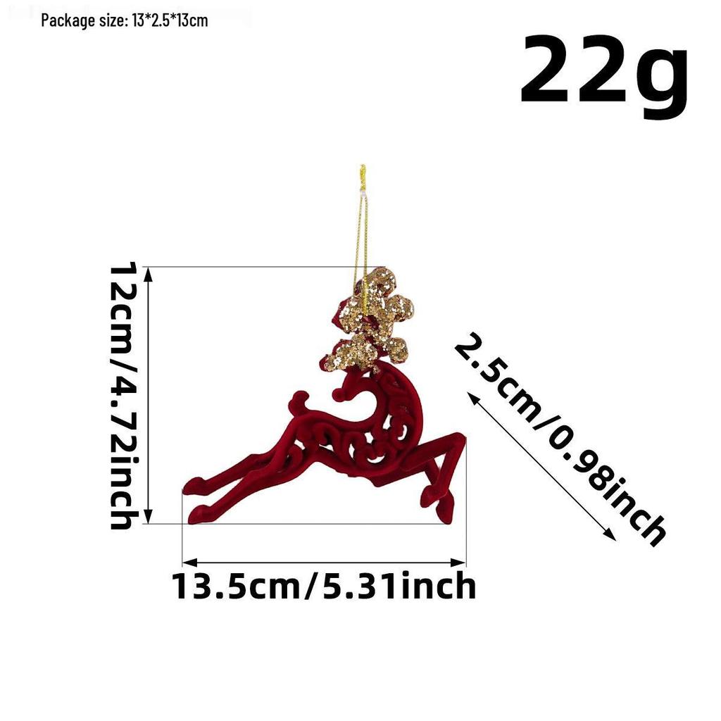 New Christmas Tree Red Flocking Ornaments and Bow Decorations