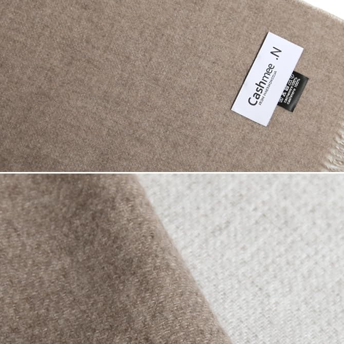 NORV30 Collaboration with Naoko Supreme Quality Cashmere Reversible Cashmere Fine Unisex Beige x White [Cashmee] Iijima. .N 100% Scarf, Yarn, Elegant,