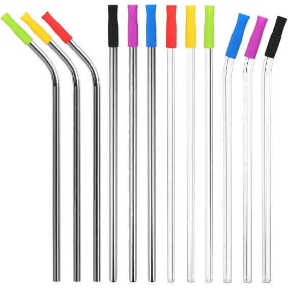 Silicone Straw Tips,Multicolored Food Grade Silicone Straw Tip Covers Fit for 8mm Wide Stainless Steel Straws And Glass Straws