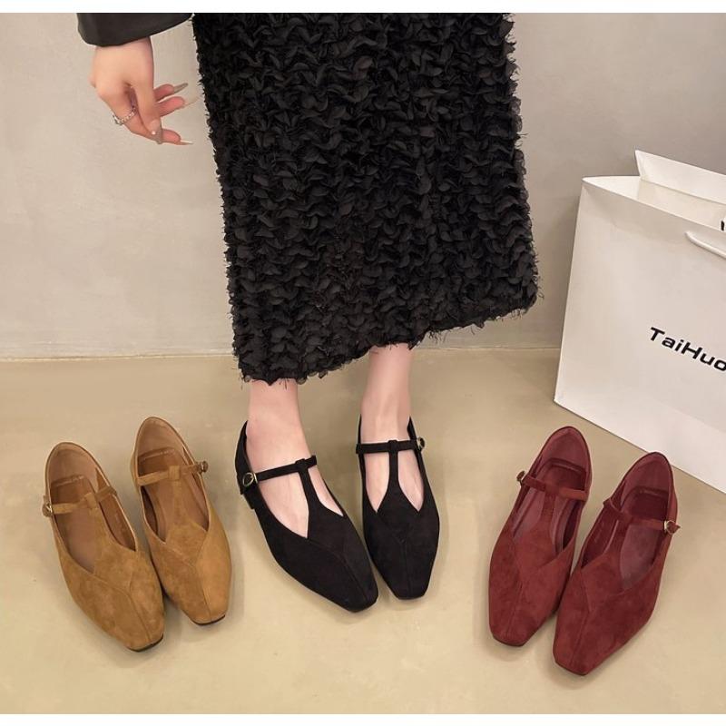Moda Nuevo Retro Comodidad Zapatos de Ballet Mujer Casual Diario Tacón Bajo Correa de Hebilla Mary Janes Zapatos de Salón Mujer Zapatos De Muje