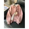 Women's Fall/Winter Thick, Fleece-Lined Cardigan, Faux Lambswool Hooded Sweatshirt, Loose-Fitting Casual Jacket