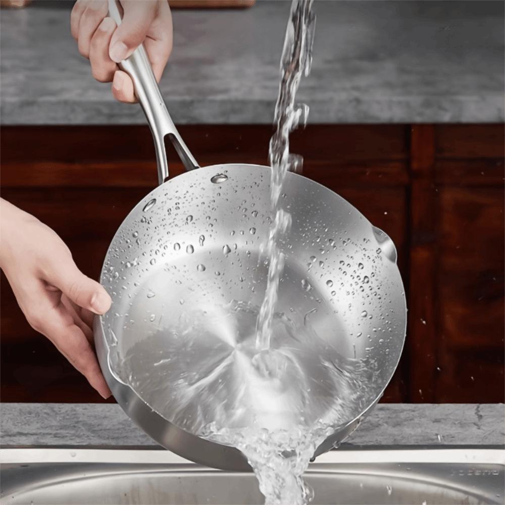 Flat Bottom Stainless Steel Saucepan With Glass Lid Soup Pot Universal Milk Pot Stove