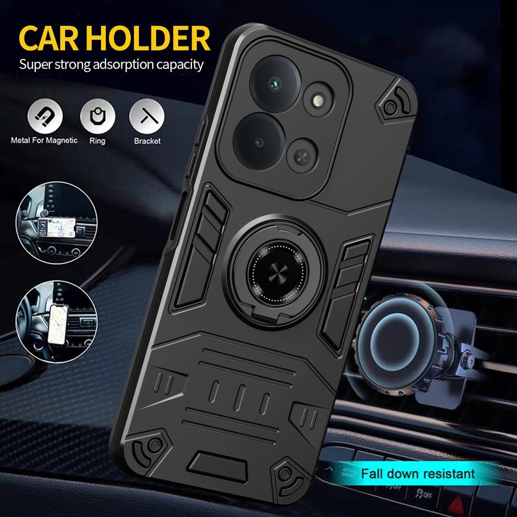 For Xiaomi Redmi 15C 4G (Global) (171mm)/Poco C85 4G (171mm) Case with Ring Holder Kickstand PC + TPU Anti-Fall Phone Cover