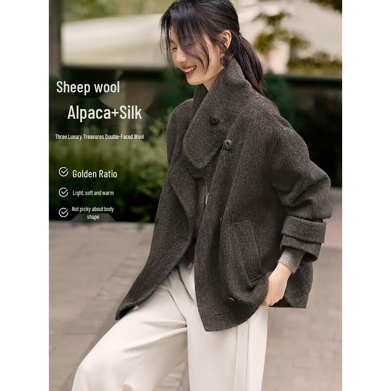 

XWI Women s Alpaca Silk Double-faced Wool Coat S