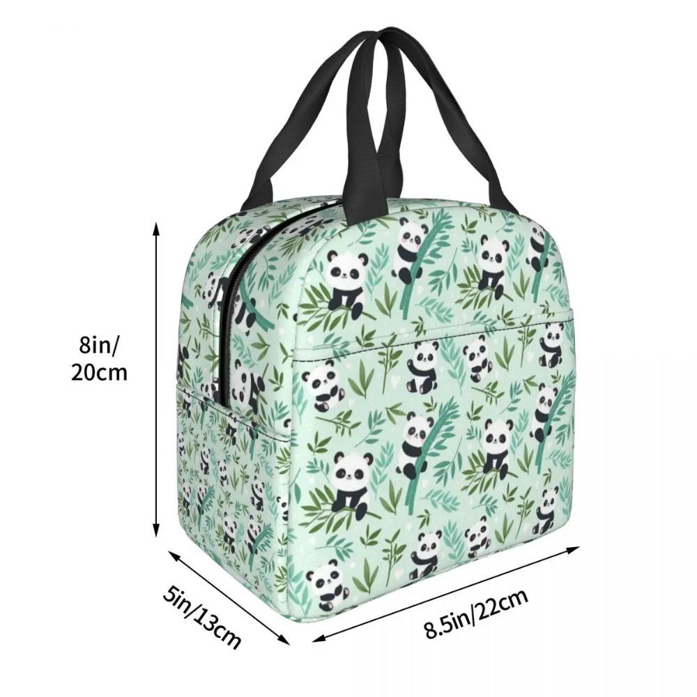 Cartoon Panda And Bamboo Pattern Insulated Lunch Bag for Women Kids Portable Food Boxes Thermal Lunch Box Tote