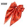 Halloween Hair Clip Silky Satin Bows for Women, Big Ribbon Bow Clips Girls, Decorative Oversized Long Tail Barrettes, Cute Ghost Bat