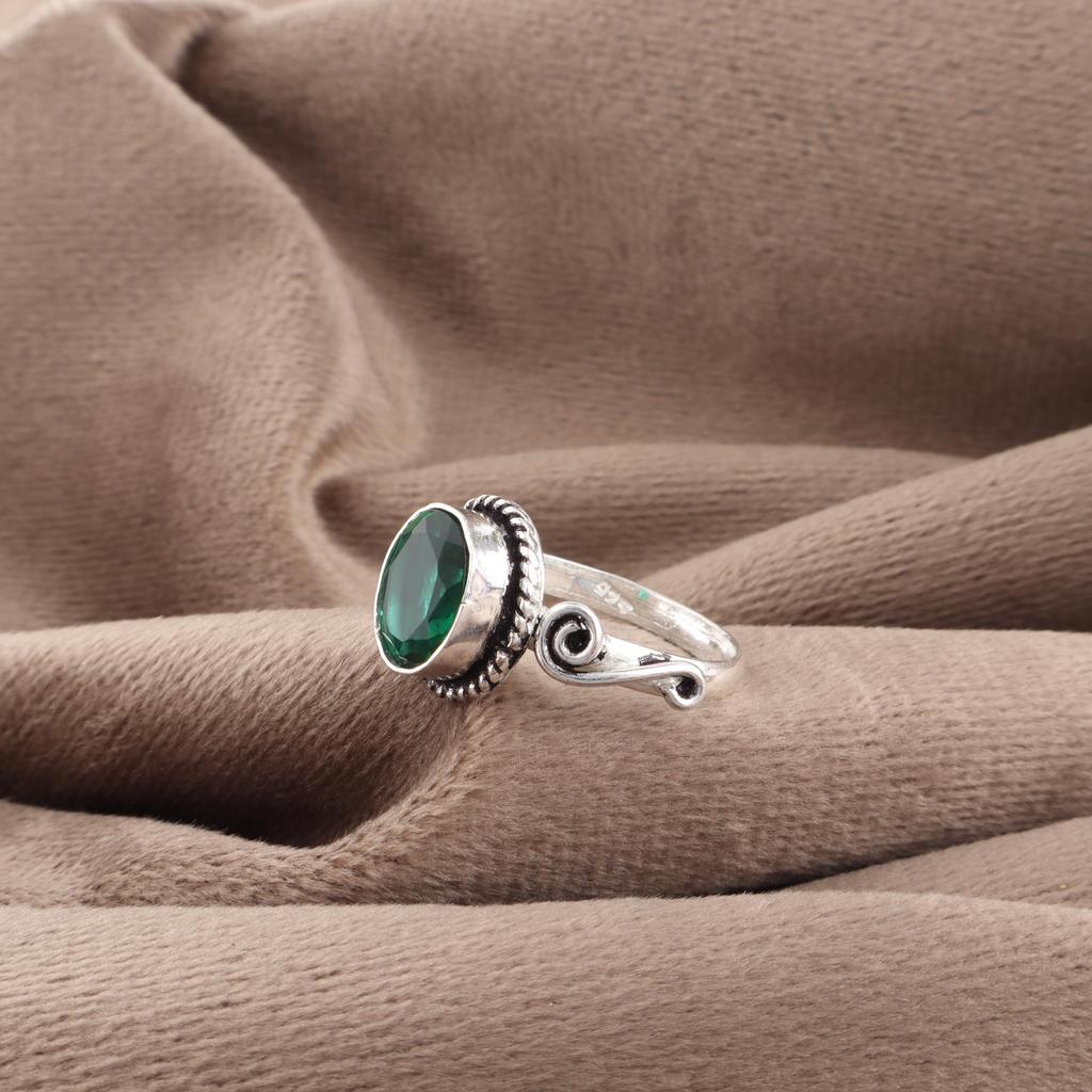 Green Emerald Gemstone Ring Jewelry, Handmade Gorgeous Silver Ring , 925 Sterling Silver Ring For Wedding Gift
