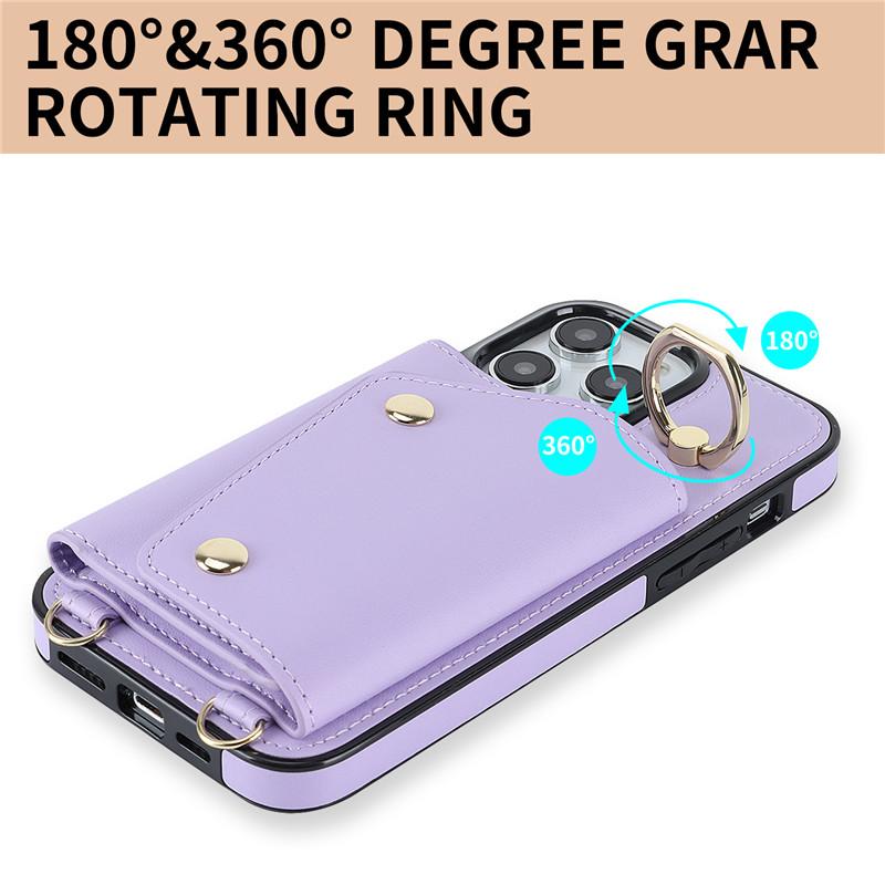 Lanyard Leather Wallet Card Phone Case for iPhone 15 14 Plus 13 12 11 for Samsung Galaxy S23 Ultra S22 Plus S21 FE A54 A14 Note 20 Crossbody FlipCover