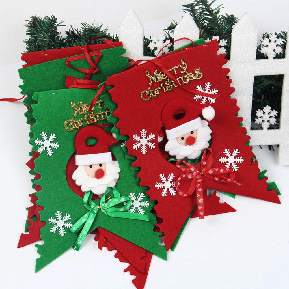 Pattern Santa Claus Hanging Flags Christmas Party Decoration Fashion Banner